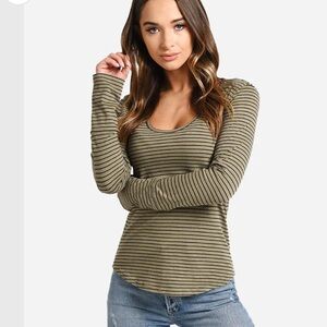 Frame long cuff long sleeve stripe top medium